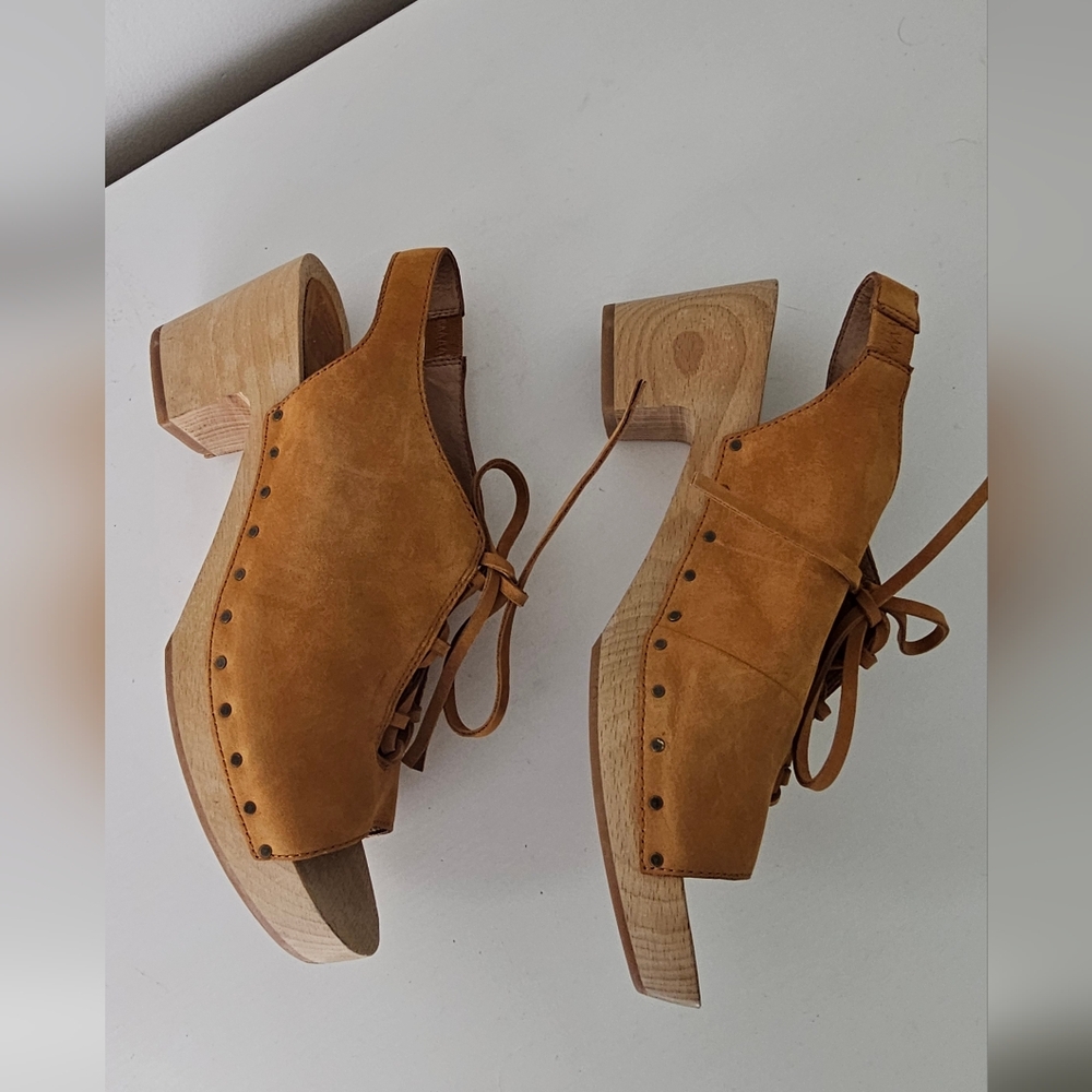Madewell Cecilia Lace-Up Clog in Tan Size 7 - Picture 5 of 10